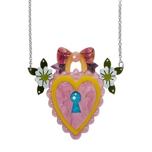 Pink Heart Keyhole Necklace Key to Your Heart Necklace